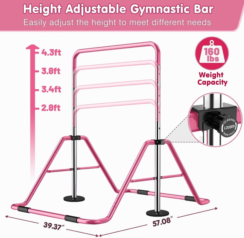 Slsy Gymnastics Bars Kids Kip Training Bars for home, Folding Horizontal Bars with Adjustable Height, Practice Bar Gymnastic for Kid, Child, Girls, Boys - Image 2